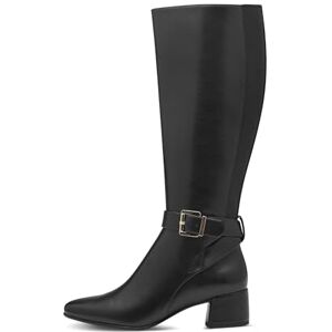 MARCO TOZZI Damen Hohe Stiefel mit Absatz aus Kunstleder mit Schnalle, Schwarz (Black), 39 EU MARCO TOZZI Damen Hohe Stiefel mit Absatz aus Kunstleder mit Schnalle, Schwarz (Black), 39 EU
