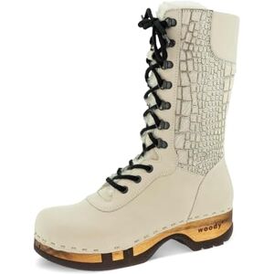 woody Damen Rosanna Fell Clog Stiefel, Creme-Cocco Silver, Größe 36 woody Damen Rosanna Fell Clog Stiefel, Creme-Cocco Silver, Größe 36