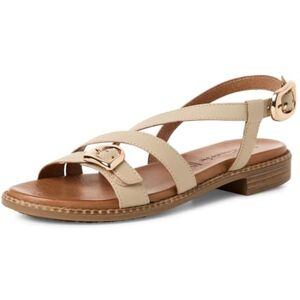 Tamaris Damen Sandalette Leder flach, beige, 39 EU Tamaris Damen Sandalette Leder flach, beige, 39 EU