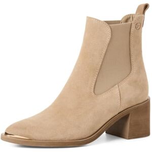 Tamaris Damen Chelsea mit Blockabsatz Leder, beige, 38 EU Tamaris Damen Chelsea mit Blockabsatz Leder, beige, 38 EU