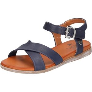 MUSTANG Damen Sandale Schnalle Kreuzriemen Holzoptik 1424-808, Größe:37 EU, Farbe:Blau MUSTANG Damen Sandale Schnalle Kreuzriemen Holzoptik 1424-808, Größe:37 EU, Farbe:Blau