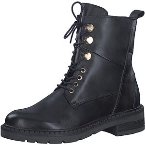 MARCO TOZZI Damen Stiefeletten zum Schnüren aus Leder Flach, Schwarz (Black/Gold), 39 MARCO TOZZI Damen Stiefeletten zum Schnüren aus Leder Flach, Schwarz (Black/Gold), 39