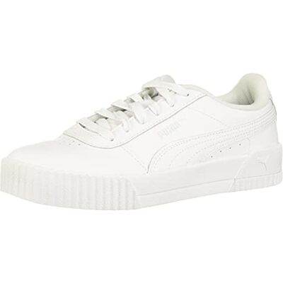 Puma Carina L Schuhe - Größe 7 - Weiß-Weiß-Silber Puma Carina L Schuhe - Größe 7 - Weiß-Weiß-Silber