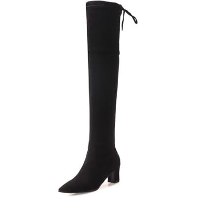 WOkismD 6CM/2.36IN Frauen über dem Knie Oberschenkel-Hohe Stiefel Lange Elastische Spitze Dicke Fersen Herbst Sexy Stiefel WOkismD 6CM/2.36IN Frauen über dem Knie Oberschenkel-Hohe Stiefel Lange Elastische Spitze Dicke Fersen Herbst Sexy Stiefel