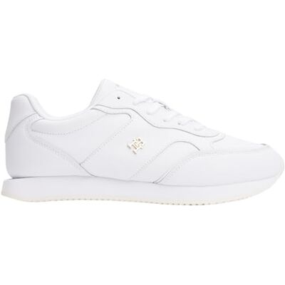 Tommy Hilfiger Damen Runner Sneaker aus Leder, Weiß (White), 35 Tommy Hilfiger Damen Runner Sneaker aus Leder, Weiß (White), 35