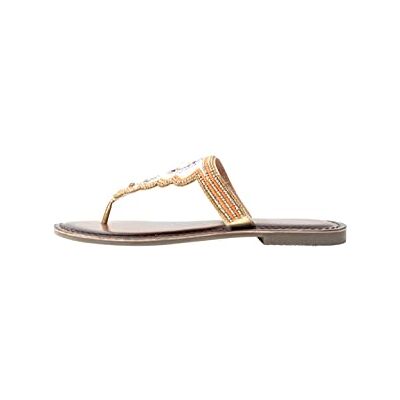 aleva Damen Sandalen mit Perlenstickerei, ORANGE Mehrfarbig, 36 EU aleva Damen Sandalen mit Perlenstickerei, ORANGE Mehrfarbig, 36 EU