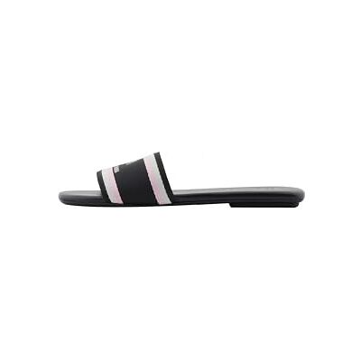 Armani Exchange Female Thin, Striped, front logo flat sandal, Black,35 Armani Exchange Female Thin, Striped, front logo flat sandal, Black,35