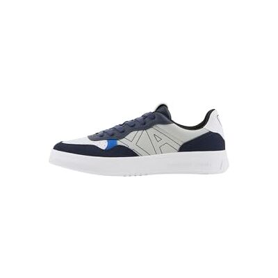 Armani Exchange Men's Seattle, Suede Details, Embroidered Logo, Sneaker, Grey+Navy, 42 Armani Exchange Men's Seattle, Suede Details, Embroidered Logo, Sneaker, Grey+Navy, 42