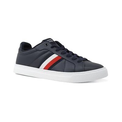Tommy Hilfiger Herren Court Sneaker Icon Stripes Low Top, Blau (Desert Sky), 40 Tommy Hilfiger Herren Court Sneaker Icon Stripes Low Top, Blau (Desert Sky), 40