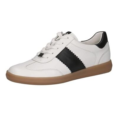 CAPRICE Damen Sneaker flach aus Leder Freizeit, Weiß (White/Black), 39 EU CAPRICE Damen Sneaker flach aus Leder Freizeit, Weiß (White/Black), 39 EU