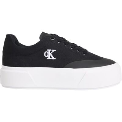 Calvin Damen Flatform Sneaker Lace Up Canvas Tcap mit Plateau, Schwarz (Ck Black), 37 Calvin Damen Flatform Sneaker Lace Up Canvas Tcap mit Plateau, Schwarz (Ck Black), 37