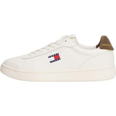 Tommy Jeans Herren Cupsole Sneaker Archive '98 aus Leder, Mehrfarbig (Ivory/Homestead), 46 Tommy Jeans Herren Cupsole Sneaker Archive '98 aus Leder, Mehrfarbig (Ivory/Homestead), 46