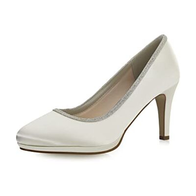 Rainbow Club Brautschuhe Yanna Damen Pumps gepolstert, Glitzer, Ivory/Creme, Satin Gr. 38 (UK 5) Rainbow Club Brautschuhe Yanna Damen Pumps gepolstert, Glitzer, Ivory/Creme, Satin Gr. 38 (UK 5)