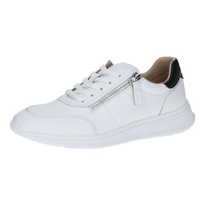 CAPRICE Damen Sneaker flach aus Leder mit Reißverschluss, Weiß (White/Black), 38 EU CAPRICE Damen Sneaker flach aus Leder mit Reißverschluss, Weiß (White/Black), 38 EU