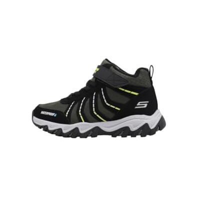 Skechers Rugged Ranger Storm Trail Stiefelette für Jungen, Schwarzes Synthetikmaterial, schwarz-grüner Besatz, 1.5 UK Child Skechers Rugged Ranger Storm Trail Stiefelette für Jungen, Schwarzes Synthetikmaterial, schwarz-grüner Besatz, 1.5 UK Child