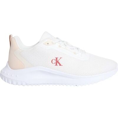 Calvin Damen Runner Sneaker Eva Mix Logo aus Mesh, Elfenbein (Bright White/Pink/Turtledove), 40 Calvin Damen Runner Sneaker Eva Mix Logo aus Mesh, Elfenbein (Bright White/Pink/Turtledove), 40