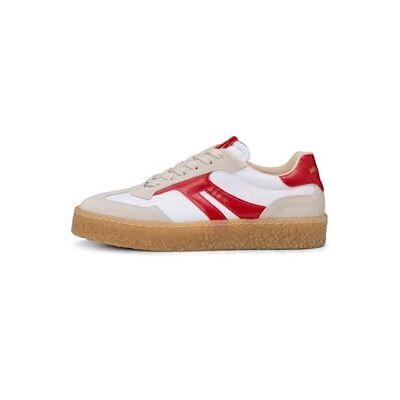 Marc O' Polo Sneaker Model Cortney aus Veloursleder mit Nyloneinsatz weiß/rot, 39 Marc O' Polo Sneaker Model Cortney aus Veloursleder mit Nyloneinsatz weiß/rot, 39
