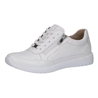 CAPRICE Damen Sneaker flach aus Leder mit Reißverschluss, Weiß (White Nappa), 41 EU CAPRICE Damen Sneaker flach aus Leder mit Reißverschluss, Weiß (White Nappa), 41 EU