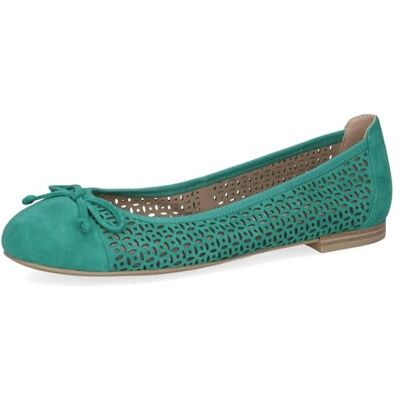 CAPRICE Damen Ballerinas aus Leder mit Lochmuster, Türkis (Emerald Suede), 41 EU CAPRICE Damen Ballerinas aus Leder mit Lochmuster, Türkis (Emerald Suede), 41 EU