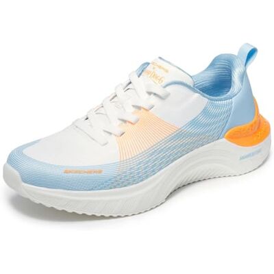 Skechers Herren Snoop Ace Cyber Walker Turnschuhe, White and Blue Mesh/Hot Melt/Orange Trim, 45 EU Skechers Herren Snoop Ace Cyber Walker Turnschuhe, White and Blue Mesh/Hot Melt/Orange Trim, 45 EU