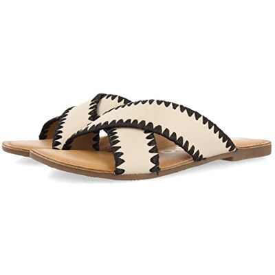 GIOSEPPO Assu Damen-Sandalen aus orangefarbenem Raffia-Leder, elfenbein, 37 EU GIOSEPPO Assu Damen-Sandalen aus orangefarbenem Raffia-Leder, elfenbein, 37 EU
