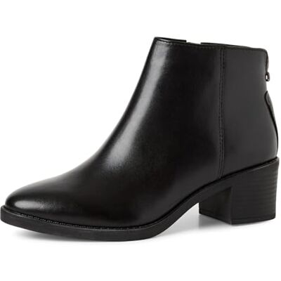 MARCO TOZZI Damen Stiefeletten aus Leder mit Blockabsatz, Schwarz (Black), 38 EU MARCO TOZZI Damen Stiefeletten aus Leder mit Blockabsatz, Schwarz (Black), 38 EU