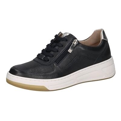 CAPRICE Damen Sneaker flach aus Leder mit Reißverschluss, Blau (Dk Blue/Silver), 37 EU CAPRICE Damen Sneaker flach aus Leder mit Reißverschluss, Blau (Dk Blue/Silver), 37 EU