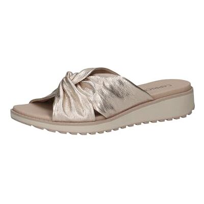 CAPRICE Damen Pantoletten aus Leder mit Fußbett, Metallisch (Platin Metal.), 37 EU CAPRICE Damen Pantoletten aus Leder mit Fußbett, Metallisch (Platin Metal.), 37 EU