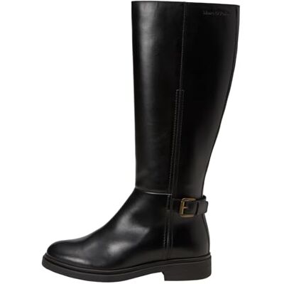 Marc O' Polo Marc OߴPolo Damen Stiefel aus Leder mit verstellbarer Schnalle, Schwarz (Black), 43 Marc O' Polo Marc OߴPolo Damen Stiefel aus Leder mit verstellbarer Schnalle, Schwarz (Black), 43