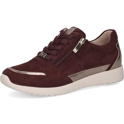 CAPRICE Damen Sneaker flach aus Leder mit Reißverschluss, Rot (Bordeaux Comb), 37 EU CAPRICE Damen Sneaker flach aus Leder mit Reißverschluss, Rot (Bordeaux Comb), 37 EU