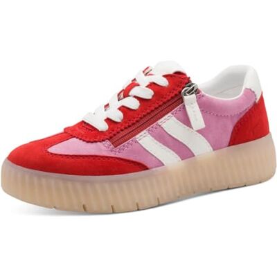 Tamaris Damen Wide FIT Sneaker flach mit Reißverschluss Freizeit, rot (red/Fuchsia), 38 EU Tamaris Damen Wide FIT Sneaker flach mit Reißverschluss Freizeit, rot (red/Fuchsia), 38 EU