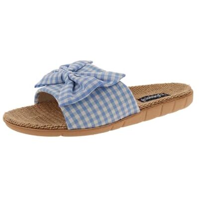 de fonseca Damen-Pantoffel aus Baumwoll-Leinen, Vichy-Karomuster, mit Schleife, Innensohle aus Baumwolle, Sohle aus EVA, Fantasieblau, 35/36 EU, Fantasieblau, 35/36 EU de fonseca Damen-Pantoffel aus Baumwoll-Leinen, Vichy-Karomuster, mit Schleife, Innensohle aus Baumwolle, Sohle aus EVA, Fantasieblau, 35/36 EU, Fantasieblau, 35/36 EU