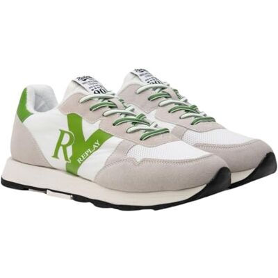 Replay Herren Sneaker mit Schnürung, White Green 071 (Weiß), 44 Replay Herren Sneaker mit Schnürung, White Green 071 (Weiß), 44