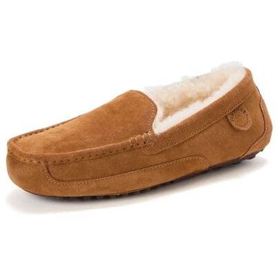 Fireside by Dearfoams Herren Melbourne Shearling Indoor/Outdoor Mokassin Slipper Breiten Hausschuh, kastanienbraun, 48 EU Fireside by Dearfoams Herren Melbourne Shearling Indoor/Outdoor Mokassin Slipper Breiten Hausschuh, kastanienbraun, 48 EU