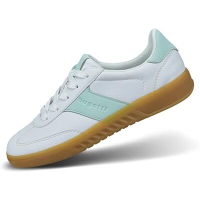 Bugatti Damen-Weiße Sneakers mit hellgrünen Akzenten, gerillten Gummisohlen und bequemem Halt für einen modernen, minimalistischen Look weiß/hellgrün 37 EU Bugatti Damen-Weiße Sneakers mit hellgrünen Akzenten, gerillten Gummisohlen und bequemem Halt für einen modernen, minimalistischen Look weiß/hellgrün 37 EU