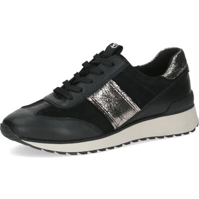 CAPRICE Damen Sneaker flach aus Leder Bequem, Schwarz (Black Comb), 37 EU CAPRICE Damen Sneaker flach aus Leder Bequem, Schwarz (Black Comb), 37 EU