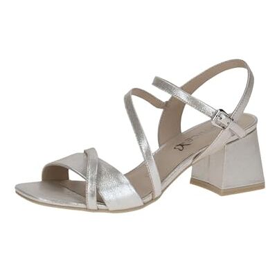 CAPRICE Damen Sandalen mit Absatz aus Leder Festlich, Silber (Taupe Sue.Met.), 39 EU CAPRICE Damen Sandalen mit Absatz aus Leder Festlich, Silber (Taupe Sue.Met.), 39 EU