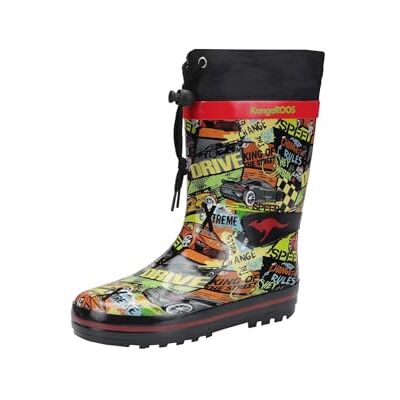 KangaROOS Unisex Kinder K-rain Gummistiefel, Jet Black Racing Car, 32 EU KangaROOS Unisex Kinder K-rain Gummistiefel, Jet Black Racing Car, 32 EU