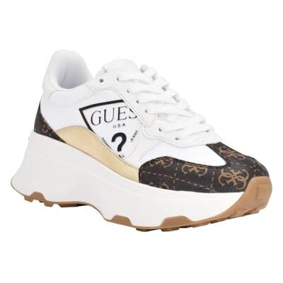 Guess Damen Calebb Sneaker, Weiß/Braun 145, 37.5 EU Guess Damen Calebb Sneaker, Weiß/Braun 145, 37.5 EU