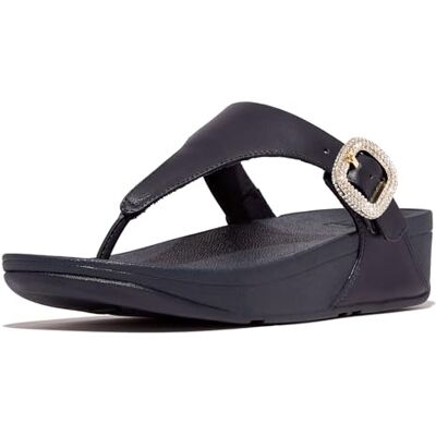 Fitflop Women's Lulu Crystal-Buckle Leather Toe-Post Sandals, Midnight Navy (Marineblau), 37.5 EU Fitflop Women's Lulu Crystal-Buckle Leather Toe-Post Sandals, Midnight Navy (Marineblau), 37.5 EU