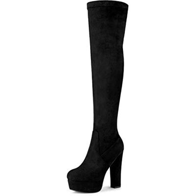 Allegra K Overknee-Stiefel mit Plateau und Blockabsatz für Damen Schwarz 36 Allegra K Overknee-Stiefel mit Plateau und Blockabsatz für Damen Schwarz 36
