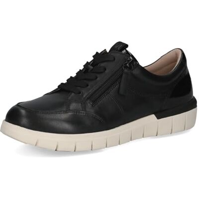CAPRICE Comfort Damen Sneaker flach aus Leder Mehrweite H, Schwarz (Black Comb), 37 EU CAPRICE Comfort Damen Sneaker flach aus Leder Mehrweite H, Schwarz (Black Comb), 37 EU