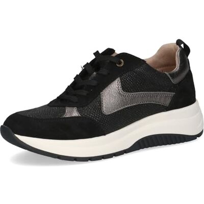 CAPRICE Damen Sneaker flach aus Leder Plateau, Schwarz (Black Comb), 40 EU CAPRICE Damen Sneaker flach aus Leder Plateau, Schwarz (Black Comb), 40 EU