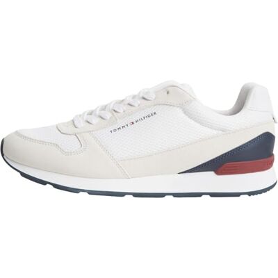 Tommy Hilfiger Herren Runner Sneaker Light Eva Seasonal Mesh aus Leder, Mehrfarbig (RWB), 45 Tommy Hilfiger Herren Runner Sneaker Light Eva Seasonal Mesh aus Leder, Mehrfarbig (RWB), 45