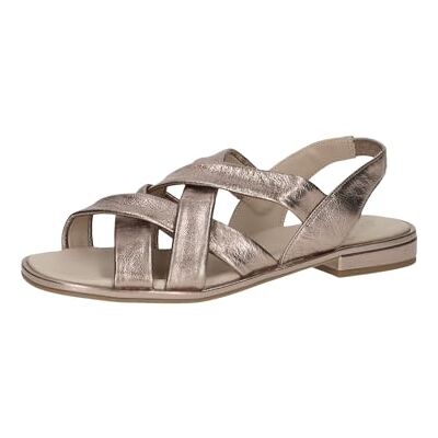 CAPRICE Damen Sandalen flach aus Leder Sommer, Beige (Taupe Metallic), 37 EU CAPRICE Damen Sandalen flach aus Leder Sommer, Beige (Taupe Metallic), 37 EU