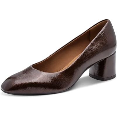 Tamaris Damen Pumps mit Blockabsatz, braun (Brown PATENT),40 Tamaris Damen Pumps mit Blockabsatz, braun (Brown PATENT),40