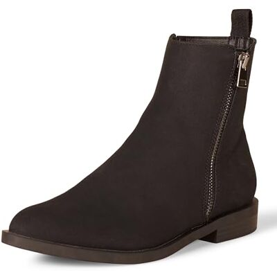 Amazon Damen Flacher Halbstiefel mit Reißverschluss außen, Schwarz Optik Wildleder, 39.5 EU Amazon Damen Flacher Halbstiefel mit Reißverschluss außen, Schwarz Optik Wildleder, 39.5 EU