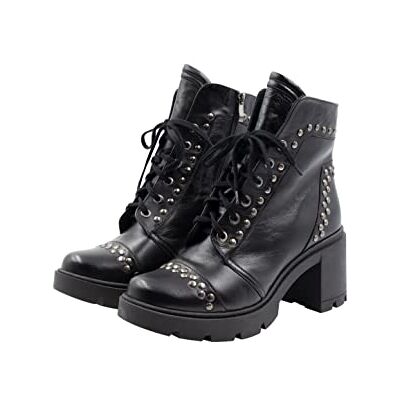 acalmar Damen Lederboots mit Nieten, Schwarz, 40 EU acalmar Damen Lederboots mit Nieten, Schwarz, 40 EU