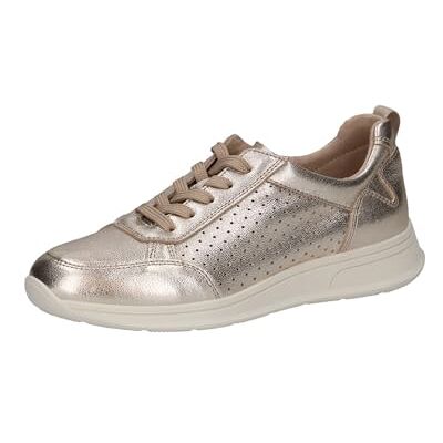CAPRICE Damen Sneaker flach aus Leder mit Lochmuster, Metallisch (Platin Metal.), 37 EU CAPRICE Damen Sneaker flach aus Leder mit Lochmuster, Metallisch (Platin Metal.), 37 EU