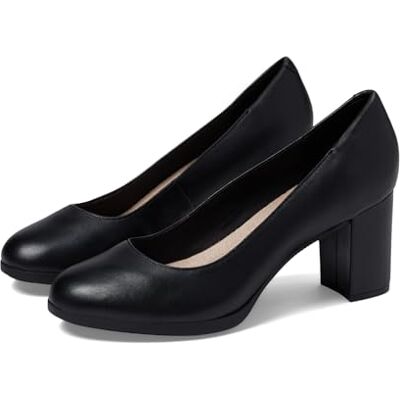 Clarks Bayla Skip Pumps für Damen, Schwarz Leder, 7 Wide Clarks Bayla Skip Pumps für Damen, Schwarz Leder, 7 Wide